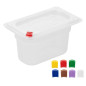 Bacs PP Hygiplas Click GN 1/9 avec couvercles et 7 clips de couleur 100mm 0,85L (lot de 4)