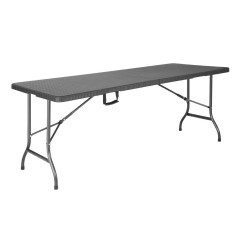 Table pliante rectangulaire en rotin PE Bolero noire 