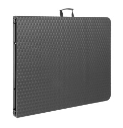 Table pliante rectangulaire en rotin PE Bolero noire 