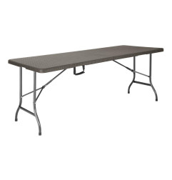 Table pliante rectangulaire en rotin PE Bolero marron 