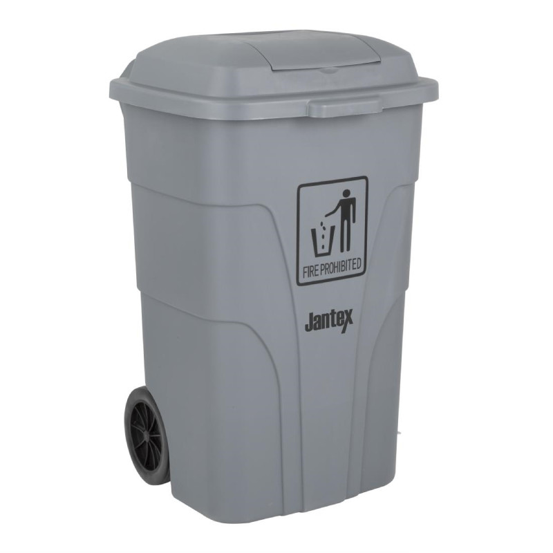 Poubelle à roulettes  avec pédale Jantex 120L grise