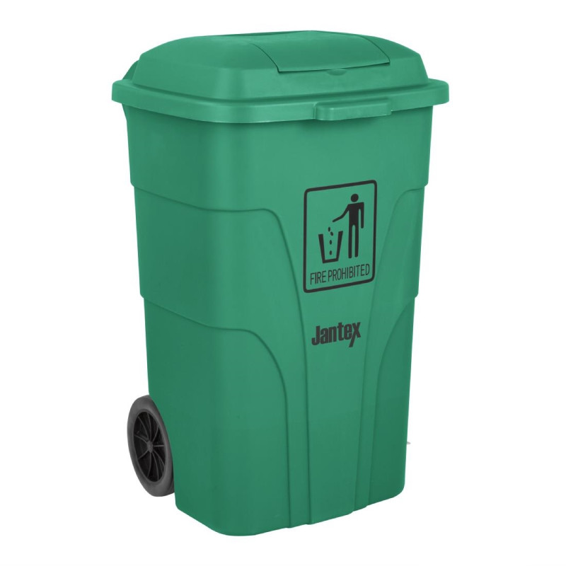 Poubelle à roulettes  avec pédale Jantex 120L verte