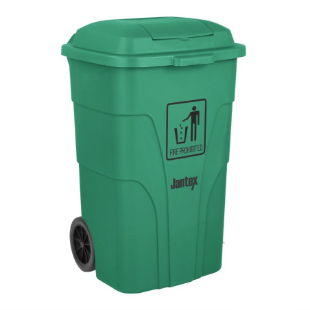 Poubelle à roulettes  avec pédale Jantex 120L verte