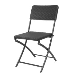 Chaises pliantes en rotin PE Bolero noires (lot de 2)