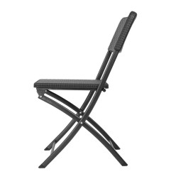 Chaises pliantes en rotin PE Bolero noires (lot de 2)