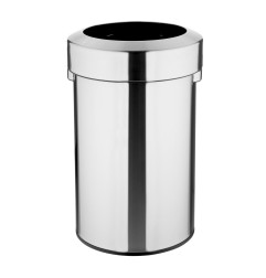 Poubelle en acier brossé Bolero avec couvercle ouvert 70L