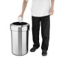 Poubelle en acier brossé Bolero avec couvercle ouvert 70L