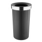 Poubelle ronde noire en polypropylène Bolero avec couvercle ouvert 60L