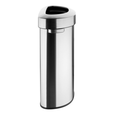 Poubelle en D en acier brossé Bolero avec couvercle ouvert 86L