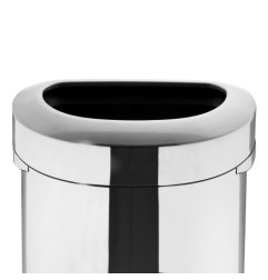Poubelle en D en acier brossé Bolero avec couvercle ouvert 86L