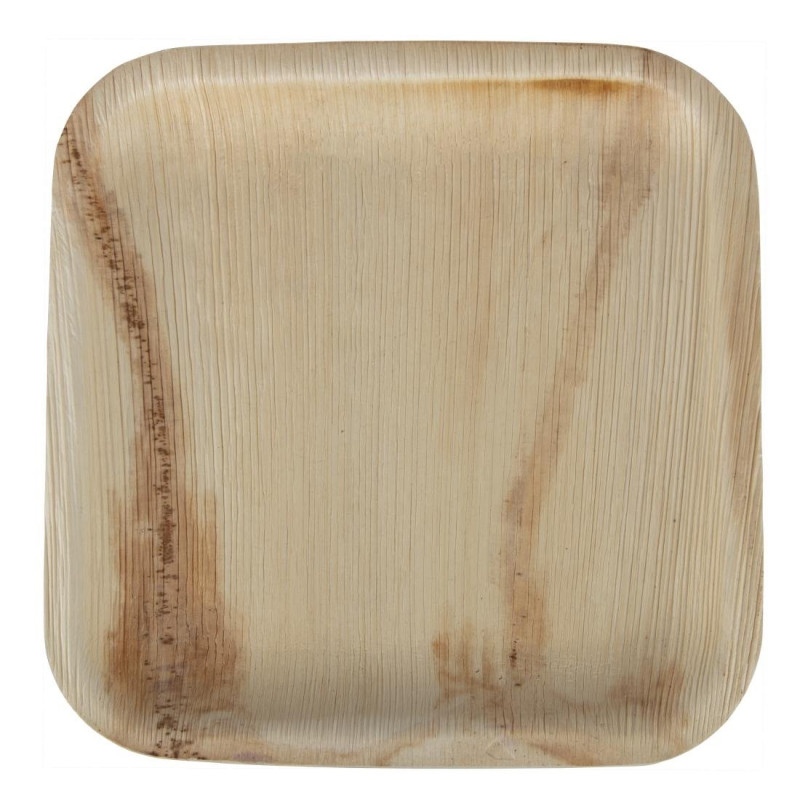 Assiettes creuses carrées en feuilles de palmier Fiesta Compostable 200mm (lot de 100)
