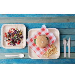 Assiettes creuses carrées en feuilles de palmier Fiesta Compostable 250mm (lot de 100)