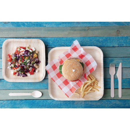 Assiettes creuses carrées en feuilles de palmier Fiesta Compostable 250mm (lot de 100)