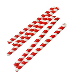 Paille à thé à bulles compostable Fiesta rouge et blanc 12x210mm (lot de 150)