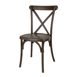 Chaises en résine à dossier croisé Bolero Manhattan effet bois foncé (lot de 4)