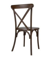 Chaises en résine à dossier croisé Bolero Manhattan effet bois foncé (lot de 4)