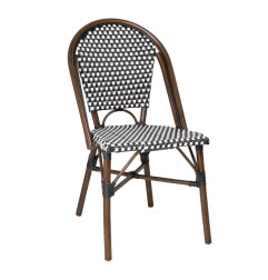 Chaises bistrot parisien en rotin PE Bolero motif noir (Lot de 2)