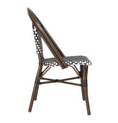 Chaises bistrot parisien en rotin PE Bolero motif noir (Lot de 2)