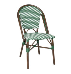 Chaises bistrot parisien en rotin PE Bolero motif vert (Lot de 2)