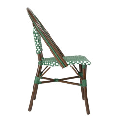 Chaises bistrot parisien en rotin PE Bolero motif vert (Lot de 2)