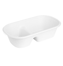 Barquettes ovales 2 compartiments en bagasse Fiesta Compostable 900ml (lot de 100)