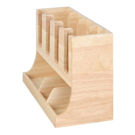 Organisateur de gobelets et condiments en bois d'hévéa Olympia 450x405x240mm