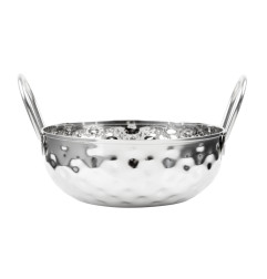 Plat Kadai martelé en inox double poignée Olympia Table Presentation 150 mm