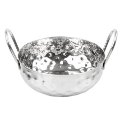 Plat Kadai martelé en inox double poignée Olympia Table Presentation 150 mm