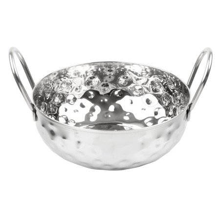 Plat Kadai martelé en inox double poignée Olympia Table Presentation 150 mm