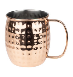 Mugs en acier inoxydable martelé Olympia Barware 440ml cuivre