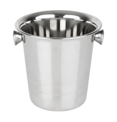 Seau à glace en acier inoxydable avec poignées et rainures Olympia 1050ml
