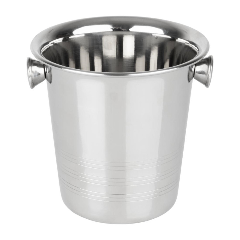 Seau à glace en acier inoxydable avec poignées et rainures Olympia 1050ml