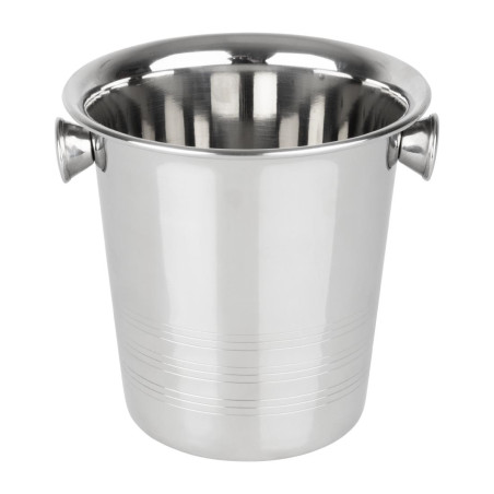 Seau à glace en acier inoxydable avec poignées et rainures Olympia 1050ml