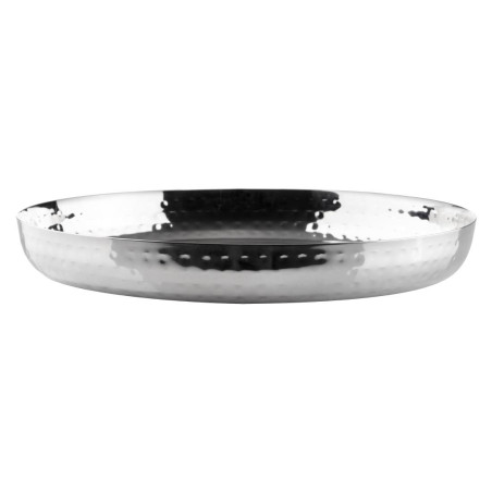 Plat rond en acier inoxydable martelé Olympia 260x35mm