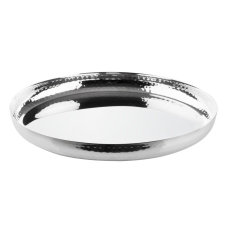 Plat rond en acier inoxydable martelé Olympia 320x35mm