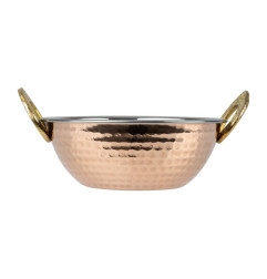 Plat Kadai en cuivre avec poignées en inox revêtement laiton Olympia 400ml