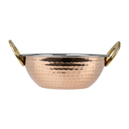 Plat Kadai en cuivre avec poignées en inox revêtement laiton Olympia 400ml