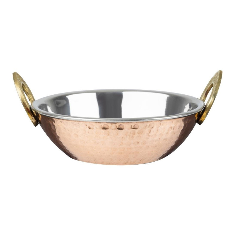 Plat Kadai en cuivre avec poignées en inox revêtement laiton Olympia 660ml