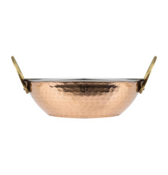 Plat Kadai en cuivre avec poignées en inox revêtement laiton Olympia 660ml