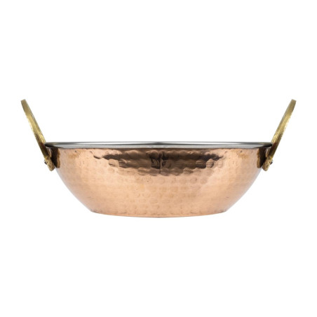 Plat Kadai en cuivre avec poignées en inox revêtement laiton Olympia 660ml