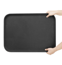 Plateau rectangulaire antidérapant en fibre de verre Olympia Kristallon noir 405x560mm