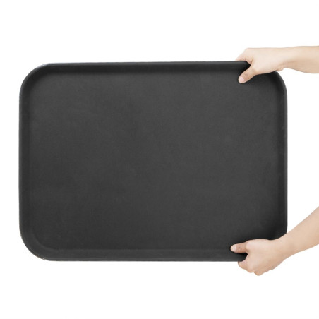 Plateau rectangulaire antidérapant en fibre de verre Olympia Kristallon noir 405x560mm