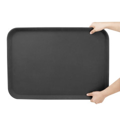 Plateau rectangulaire antidérapant en fibre de verre Olympia Kristallon noir 455x655mm