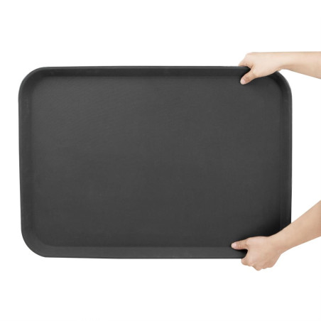 Plateau rectangulaire antidérapant en fibre de verre Olympia Kristallon noir 455x655mm