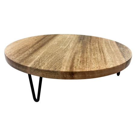 Support de présentation rond en bois de manguier avec pieds en métal Olympia 300x80mm