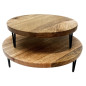 Support de présentation rond en bois de manguier avec pieds en métal Olympia 300x80mm
