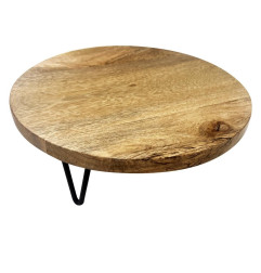 Support de présentation rond en bois de manguier avec pieds en métal Olympia 250x80mm