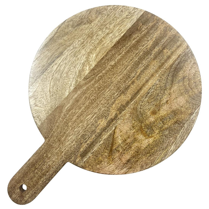 Support de présentation rond avec poignée en bois de manguier avec pieds en métal Olympia 400x300x80mm