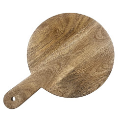 Support de présentation rond avec poignée en bois de manguier avec pieds en métal Olympia 350x250x80mm