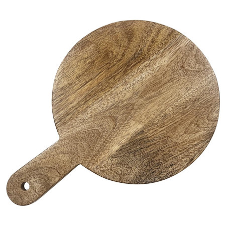 Support de présentation rond avec poignée en bois de manguier avec pieds en métal Olympia 350x250x80mm